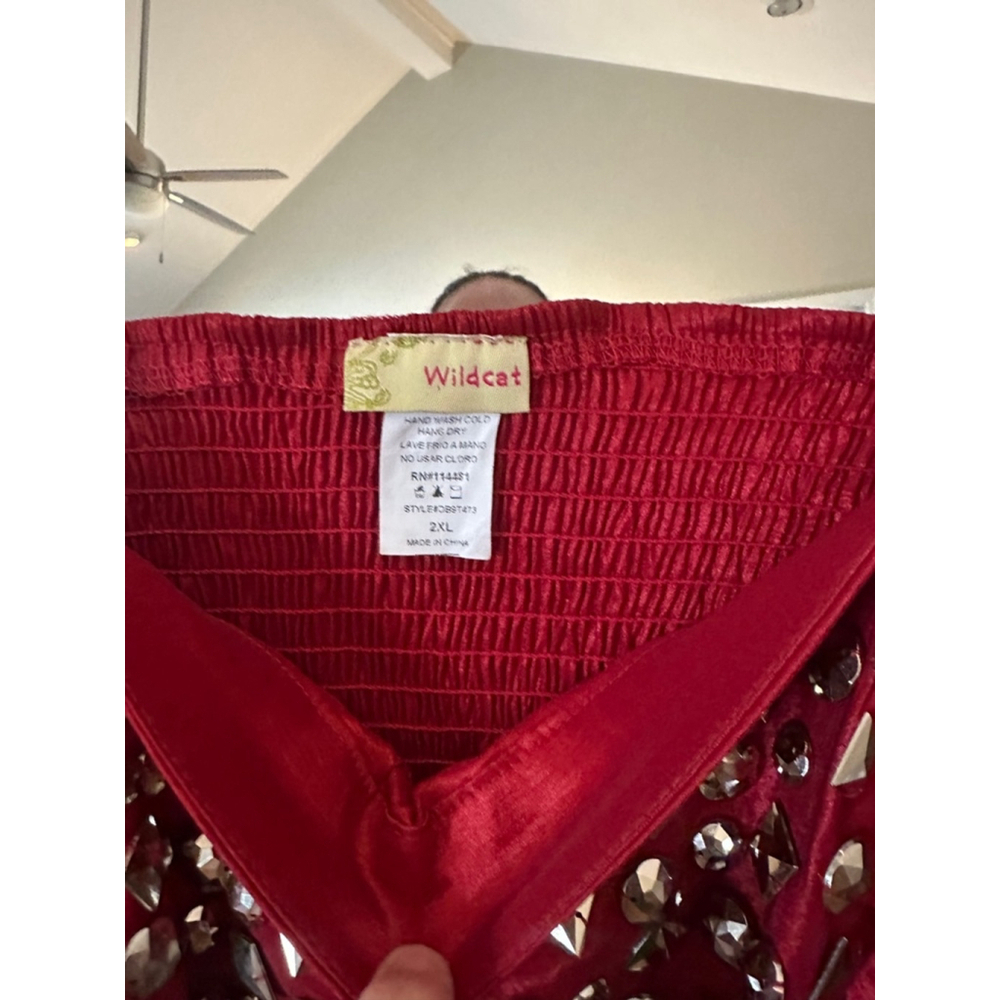 Wildcat Vintage Bedazzled Top Women 2XL Red Embellished - Picture 4 of 6